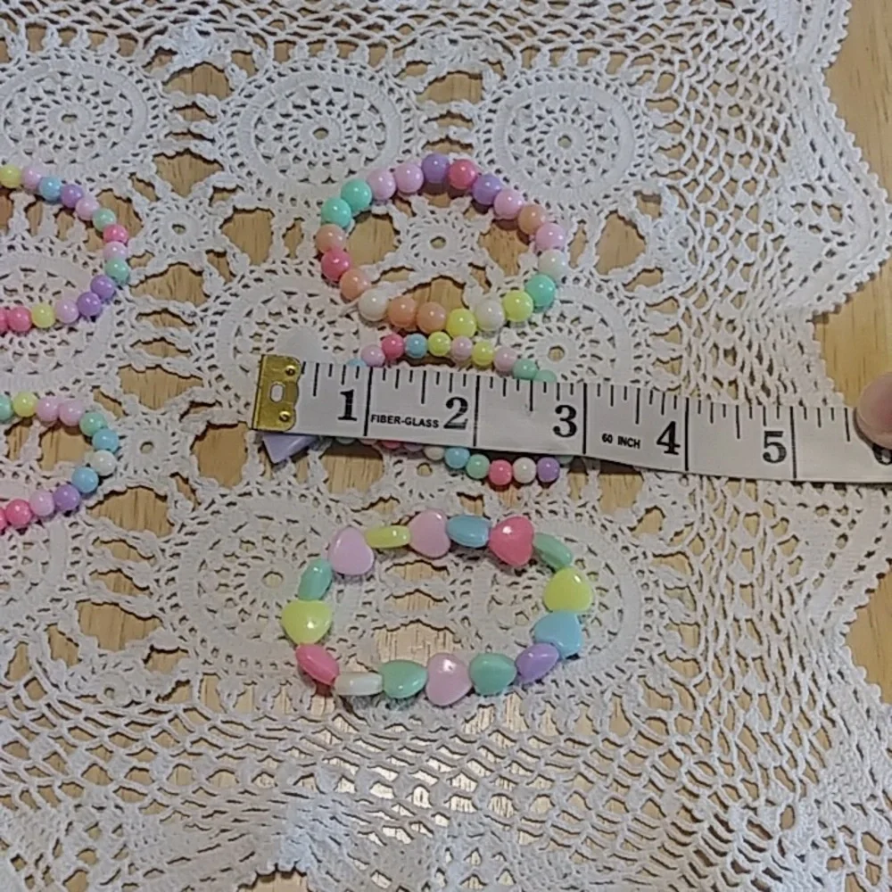 New girl's pastel costume jewelry sets - hearts and dino teeth